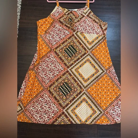 Vintage Patchwork colorblock quilted retro plus size mini 90’s dress 100% cotton - Picture 6 of 13